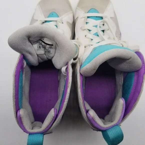 Air Jordan Retro 7 /442960-001 White Purple Teal Athletic Sneakers Size 7Y - Picture 7 of 10
